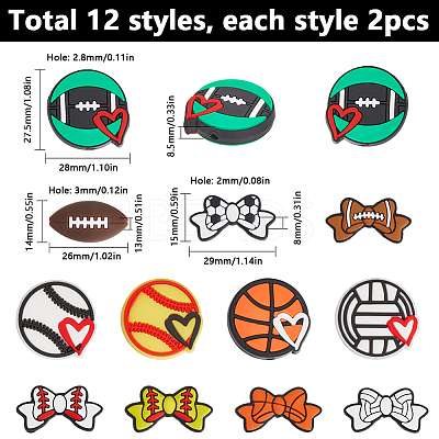 DIY Sports Ball Silicone & PVC Plastic Beads Findings Kits DIY-SC0028-22-1