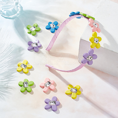20Pcs 5 Colors Rubberized Style Acrylic Crystal Rhinestone Cabochons MACR-CA0001-15-1