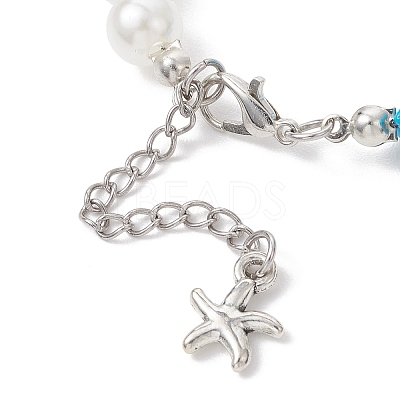 Handmade Porcelain & Synthetic Turquoise & ABS Plastic Imitation Pearl Beaded Bracelets for Women BJEW-JB13061-1