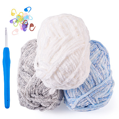 3 Rolls Super Bulky Plush Polyester Chenille Yarn OCOR-MB0001-06C-1