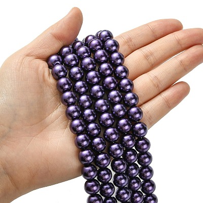 Eco-Friendly Dyed Glass Pearl Round Bead Strands X-HY-A002-10mm-RB099-1