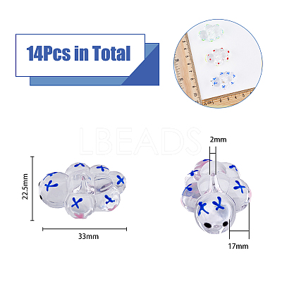 14Pcs 7 Color Transparent Acrylic Beads ACRC-DC0001-01-1
