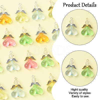 40Pcs 10 Colors Acrylic Glass Pendants PALLOY-FS00018-1