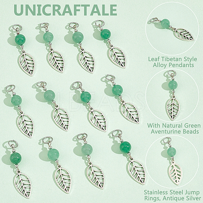 4Sets Leaf Tibetan Style Alloy Pendants FIND-UN0002-74-1