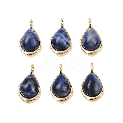 Natural Sodalite Teardrop Charms KK-B157-33C-G-1