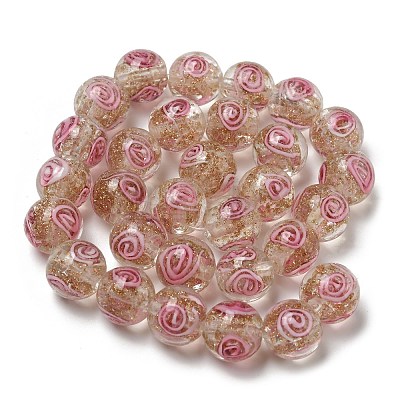 Handmade Gold Sand Lampwork Beads Strands LAMP-OC0001-53C-1