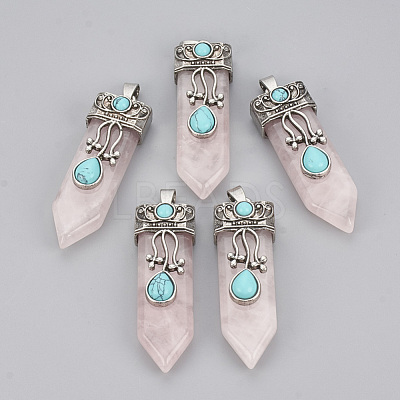 Natural Rose Quartz Pendants G-S292-05E-1