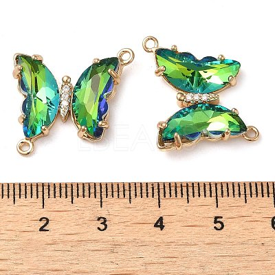 Brass Pave Faceted Glass Connector Charms FIND-Z020-04O-1