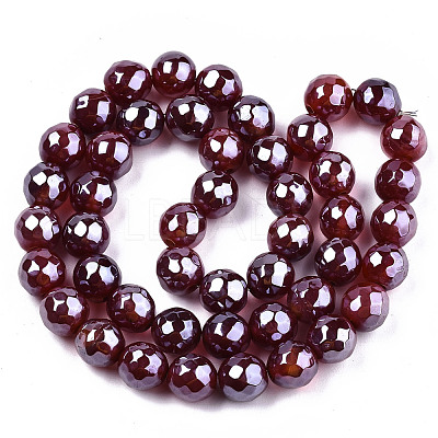 Electroplate Natural Agate Beads Strands G-T131-54I-1