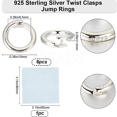 6Pcs 925 Sterling Silver Twister Clasp STER-BBC0007-44-1
