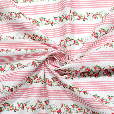 1M Flower Pattern Cotton Fabric DIY-PH0036-57-1
