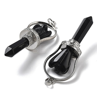Natural Obsidian Pointed Big Pendants KK-H491-01P-06-1