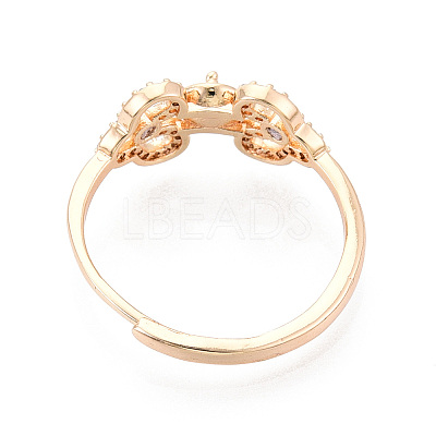 Heart Brass Micro Pave Clear Cubic Zirconia Adjustable Ring Settings KK-T076-49G-1