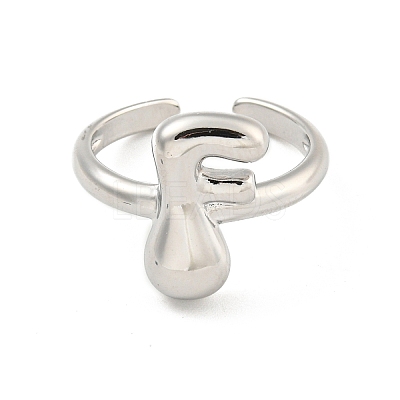 Brass Letter Open Cuff Rings for Women RJEW-G313-01F-P-1