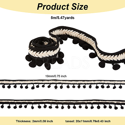 Polyester Pom Pom Lace Trim OCOR-WH0079-32-1