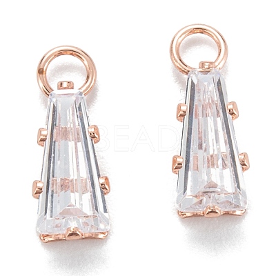 Brass Clear Cubic Zirconia Charms ZIRC-G170-10-1