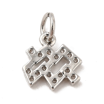 Brass Micro Pave Cubic Zirconia Charms KK-E077-02P-09-1