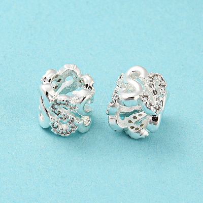 Brass Micro Pave Cubic Zirconia European Beads KK-H452-10S-1