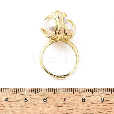 ABS Plastic Pearl Finger Rings RJEW-L128-01G-1