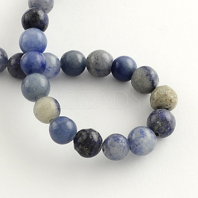 Round Dyed & Heated Natural Blue Aventurine Beads Strands G-R254-6mm-1