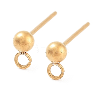 Ion Plating(IP) 304 Stainless Steel Ball Post Stud Earring Findings X-STAS-E163-44G-1