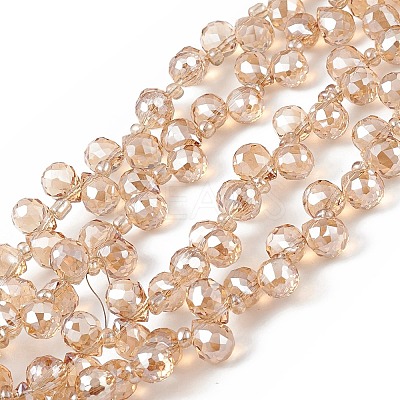 Transparent Electroplate Glass Beads Strands EGLA-F152A-PL02-1