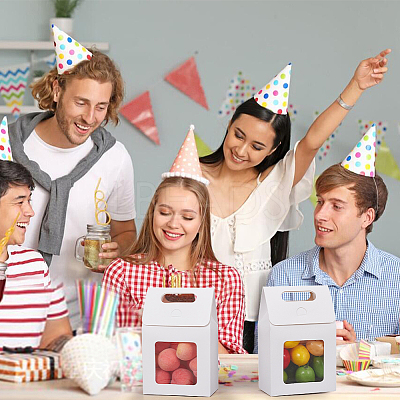 Folding Paper Gift Bags with Hole Handle and Plastic Visible Window ABAG-WH0044-35B-1