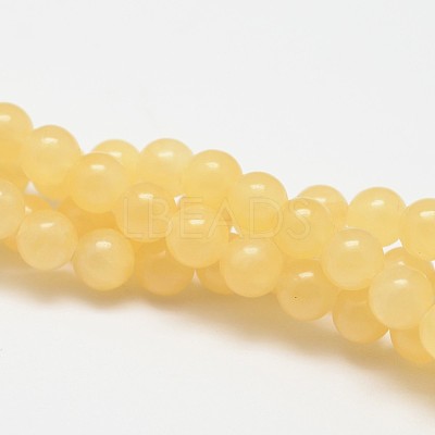 Natural Yellow Jade Bead Strands G-K121-01-4mm-1