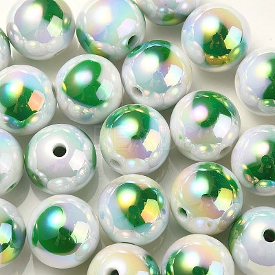 UV Plating Rainbow Iridescent Acrylic Beads OACR-F004-09D-1
