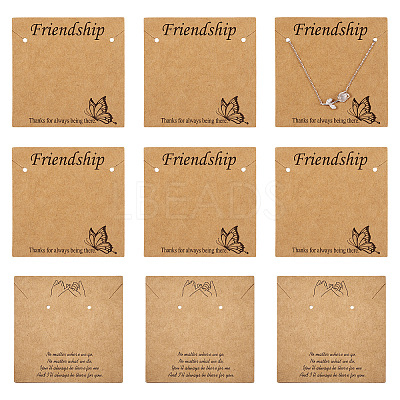 100Pcs 2 Styles Friendship Theme Kraft Paper Jewelry Display Cards CDIS-TA0001-24-1