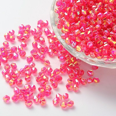 Bicone AB Color Plated Eco-Friendly Transparent Acrylic Beads TACR-A003-6mm-09-1