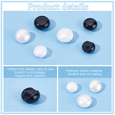 240Pcs 6 Style 1-Hole Plastic Button BUTT-PH0001-14-1