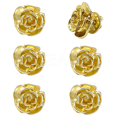6Pcs Rose Flower Alloy Lapel Pin Backs for Backpack Clothes JEWB-FH0002-97G-1