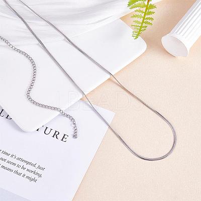 Simple Long Chain Necklace Stainless Steel Sweater Necklace Adjustable Chain Necklace Bold Snake Chain Necklace Trendy Statement Necklace Neck Jewelry for Women JN1102A-1