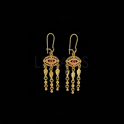 Ethnic Style Brass Micro Pave Cubic Zirconia Tassel Chandelier Earrings for Women DU1542-1