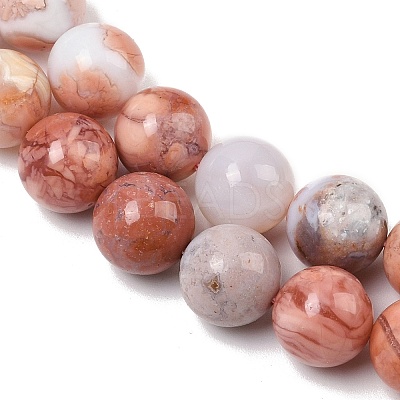 Natural Pink Agate Beads Strands G-K350-C02-10mm-1