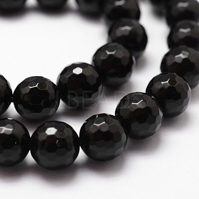 Natural Dyed & Heated Black Onyx Beads Strands X-G-D840-22-6mm-1