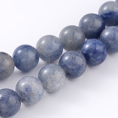Dyed & Heated Natural Blue Aventurine Round Bead Strands G-M248-6mm-01-1