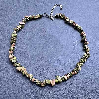 Natural Unakite Chip Beaded Necklaces for Women IW6789-21-1