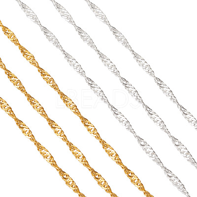 24M 2 Colors Soldered Brass Coated Iron Singapore Chains CH-YS0001-03-1