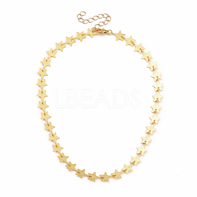 Star Brass Link Chain Necklaces NJEW-JN02949-1