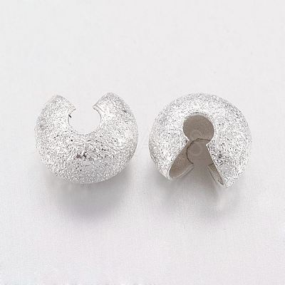 Brass Crimp Beads Covers X-KK-G017-S-NF-1