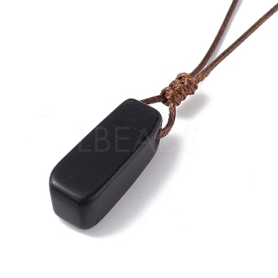 Natural Obsidian Nugget Pendant Necklace with Waxed Cord for Women NJEW-F306-01D-1