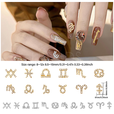 6 Sets 6 Styles Alloy Twelve Constellations Cabochons Sets FIND-GL0001-48-1