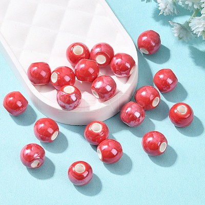 Glazed Porcelain Round Beads X-PORC-S489-8mm-14-1