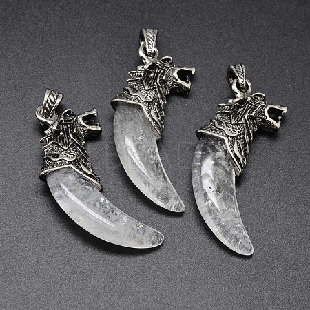 Antique Silver Zinc Alloy Natural Quartz Crystal Big Pendants X-G-F228-63G-FF-1