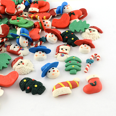 Mixed Shapes Handmade Christmas Theme Polymer Clay Pendants CLAY-R060-109-1