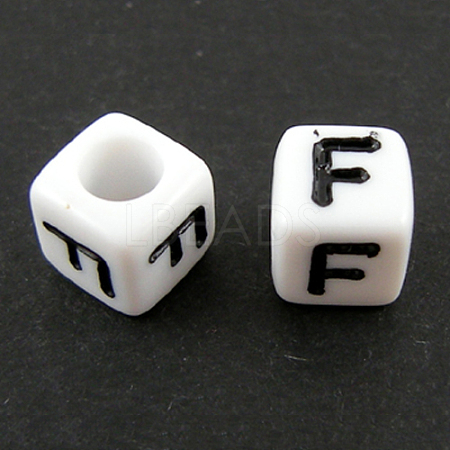 Letter Acrylic European Large Hole Beads X-OPDL-R050-10mm-F-1