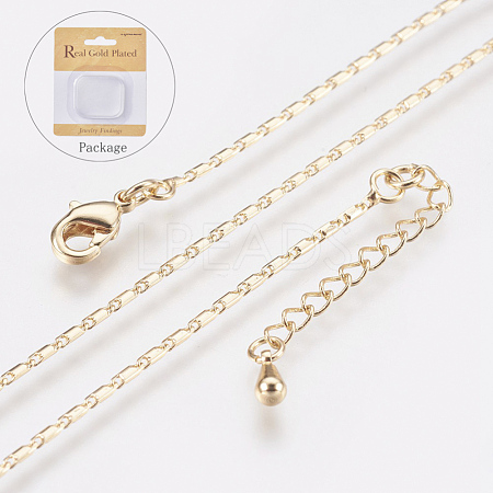 Long-Lasting Plated Brass Link Chain Necklaces X-NJEW-K112-14G-NF-1