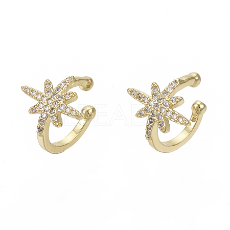 Brass Cubic Zirconia Cuff Earrings X-EJEW-R114-056G-NF-1